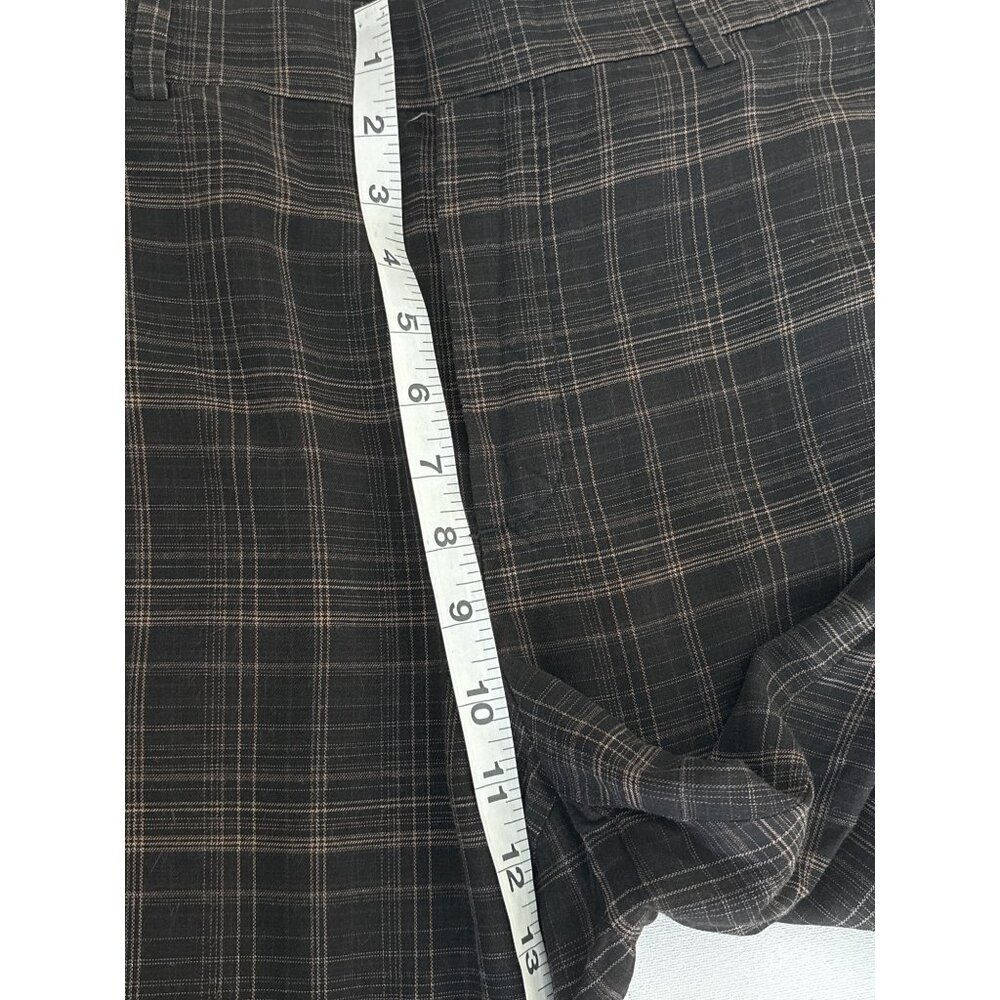 Vince Pants Sz L Quiet Luxury Plaid Viscose Brown Relaxed Trousers Pockets Comfy - Picture 8 of 16
